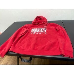 Nike Regis Jesuit Tennis Hoodie Sweatshirt Red Men's Large L Pullover Made in Jo